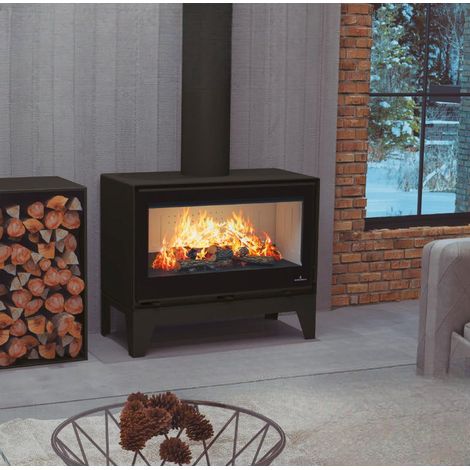 Poêle à bois raccordable sur pieds - BRONPI Cairo 90 Box 13 kW Avec kit air - Avec kit ventilation (1/5)