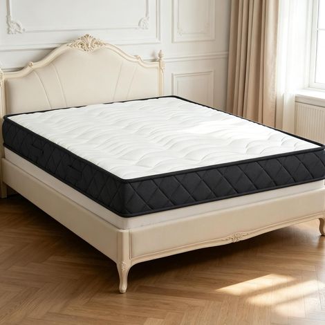 Matelas 140x190 cm en polyester blanc/gris, mémoire de forme 20 cm, moderne pour chambre FloraGrace (1/5)