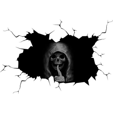 Hochwertiger Totenkopf-Wandaufkleber: Dieser schwarze Totenkopf-Wandaufkleber ist aus PVC gefertigt, wasserfest, selbstklebend, zuverlässig und langlebig. Er besticht durch sein ansprechendes Design. (1/4)