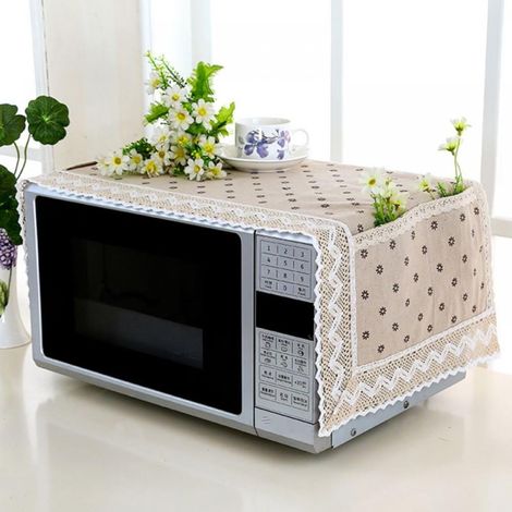Housse Pour Four Micro-Ondes - Coton Naturel - 100 x 35 cm - Protection Antipoussière Et Anti-Huile - Décor Cuisine - 1 Pièce (1/5)