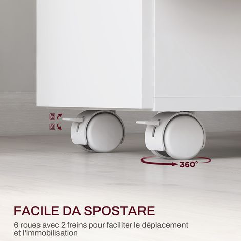 Table extensible en bois clair blanc, 140x76x74 cm, avec 2 tiroirs et 1 armoire, rectangulaire (1/5)