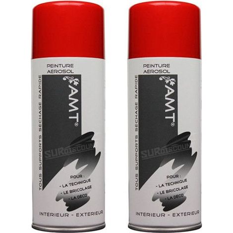 Bombe de Peinture - AMT - Rouge Feu - Lot de 2 - 330ml - Acrylique - Séchage rapide