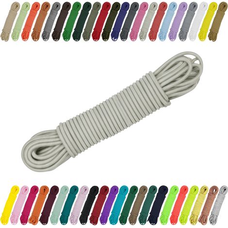 Cordon élastique en caoutchouc 2 mm, 3 mm pour couture, bricolage et extérieur – Caoutchouc rond, corde d'expansion, élastique Gris clair 2 mm x 10 m (1/5)