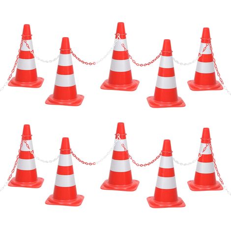 Juego de conos con cadena 10 m rojo y blanco vidaXL