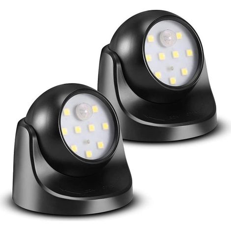 LED-Strahler mit Bewegungssensoren, 2er-Pack kabellose LED-Fluter abnehmbarer kugelförmiger Lampenschirm 360-Grad-Drehung und Neigung. (1/4)