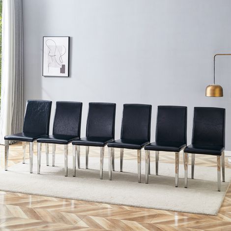 Chaises noir argent simili cuir metal (1/5)