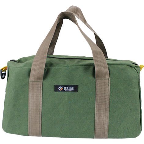 PENGGONG Grand sac de rangement pour outils d'entretien, épais, résistant à l'usure, capacité portable multifonctionnelle, toile 16 pouces, vert armée 168