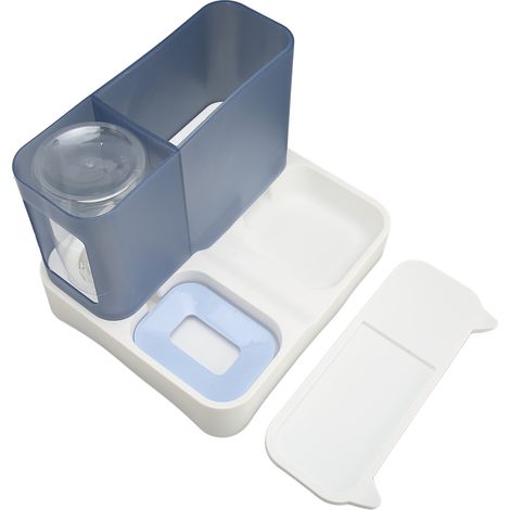 Distributeur automatique de croquettes et d'eau 2 en 1 pour chats et chiens, transparent et grande capacité, bleu. (1/5)