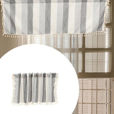 Rideau court - - Demi-rideau - Gris - Lin naturel - Tamisant (1/5)