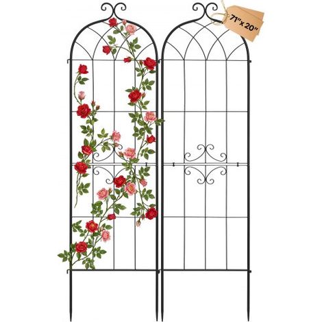Rankgitter, 180x52,5 cm 2er-Pack, Metall Rankhilfe mit Pulverbeschichteter Oberfläche & Verriegelungsmechanismus, Kletterhilfe, Garten Spalier, Pflanzengitter für Blumen, Gemüse & Rosen (1/5)