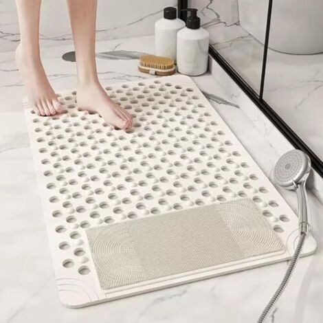 FENOPLASTICATapis de Douche Antiderapant 60x90cm,Tapis Antidérapant Douche avec Ventouses et Trous de Drainage,Matériau PVC,Anti Moisissure,Tapis Douche Antidérapant pour Salle de Douche et Baignoire( (1/4)