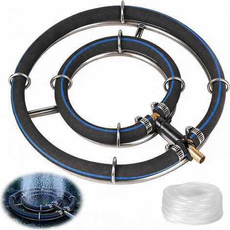 Aérateur de bassin - Anneau d'aération 2 en 1 - Diamètre du tube : 8 mm - Avec tuyau de 9 mm de diamètre - 5 m - Pour bassin de jardin, aquarium (1/5)