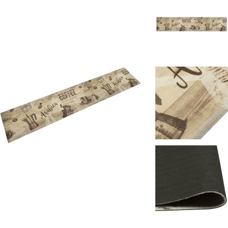 Küchenteppich Waschbar Kaffee Braun 60x300 cm Samt - Küchenläufer - Samt - Laufmatte - Dielenmatte - Esszimmerteppich (1/5)