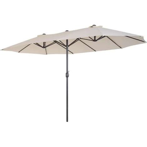 Ombrellone da Giardino Multiplo in Alluminio 270x460 cm Telo Ecru Poliestere 220g (1/5)