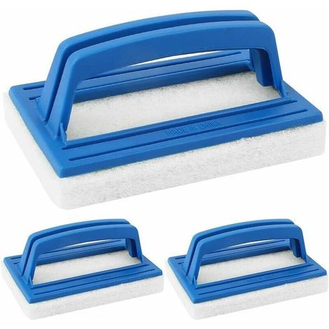 Brosse Éponge Ligne d'eau, 3 Pièces Brosse de Piscine en Plastique avec poignées Brosse Plancher Mur Piscine Outil de Nettoyage pour Nettoyer Piscine Spa Baignoires Murs Bleu (1/5)