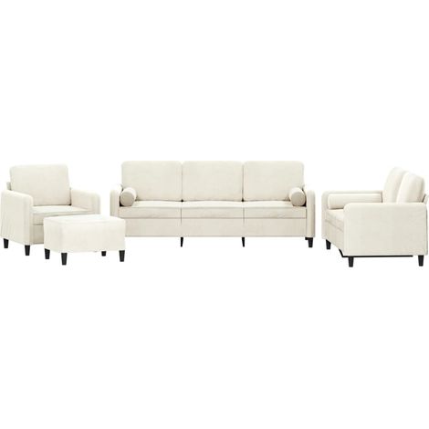 Maison Exclusive - Set di Divani 4 pz con Cuscini Crema in Velluto (1/5)