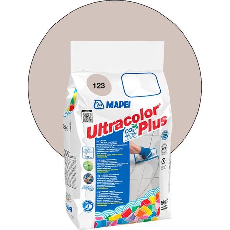 Mapei – Joint de carrelage ULTRACOLOR PLUS 5 Kg – Mortier hydrofuge et résistant aux moisissures – Pour joints jusqu'à 20 mm – Couleur 123 blanc antique
