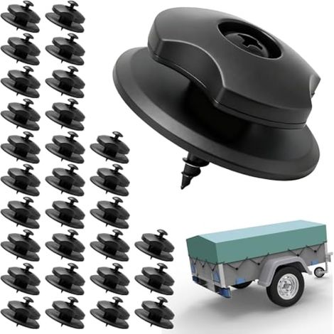 30 Pièces Crochet de Bâche Ronds, Attache Bache Remorque, Boutons Ronds pour Remorque avec Vis, Accessoires Voiture Universel, pour Filets, Tente, BâChe (1/5)
