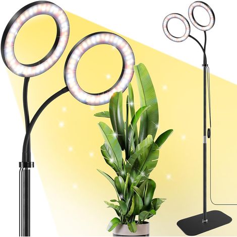 2 Heads Halo Horticultural Lamp with Base, Full Spectrum, Auto Timer (1/5)