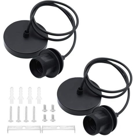 BUNTHAUS (Noir) 2 Pièces E27 Cable Suspension Luminaire Suspension Ampoule Cable avec Cable de 100 cm E27 Porte Lampe Suspension pour Bar Café Magasin de Vêtements Hôtel (1/5)