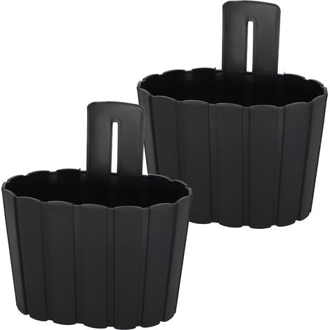 Vaso da fiori da appendere alla parete per balcone, stile rustico, color antracite, 20 cm, 2 pezzi