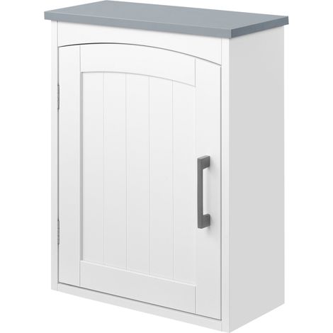 Armadietto da parete per bagno wc sospeso 41 x 18,5 x 52 cm ripiano regolabile salva spazio design pulito in MDF bianco 210001902