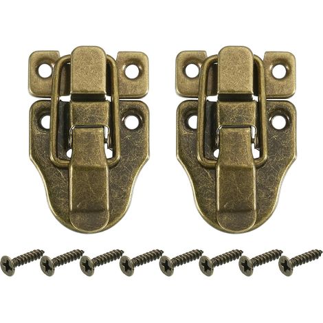 Serrure pour bagages, boîtes et valises, serrure à bec de canard avec vis de montage, bronze, 2 pièces