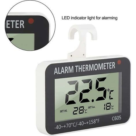 Kühlschrankthermometer mit Messbereich von -40 °C bis +70 °C. Elektronisches Kühlschrankthermometer mit digitalem Alarm. Gefrierfach. (1/4)
