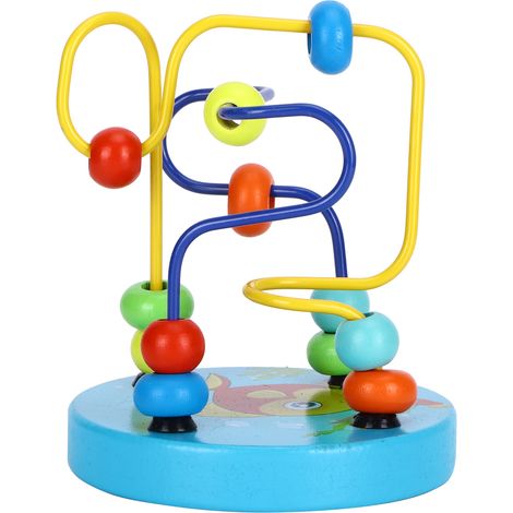 Circles Around Beads Puzzle Mini Round Wooden Early Learning Toy Education School Supplies (1/5)