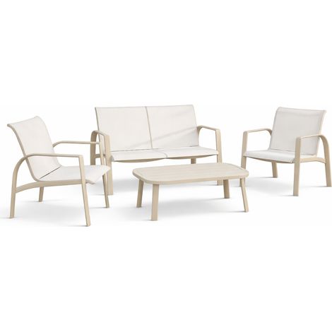 Salon de jardin bas 4 places en aluminium Blanc 122x72x82 cm