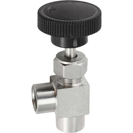 Vanne à pointeau réglable, filetage femelle coudé 1/4 pouce, acier inoxydable 304, pour eau, gaz et huile (1/4)