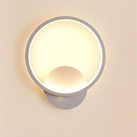Applique Mural Interieur LED Créatif 14W, Moderne Lampe Murale Ronde Blanc Chaud 3000K Décoratif Éclairage Aluminium Luminaire pour Chambre Salle de Bain Couloir Salon, Blanc [Classe énergétique A+]