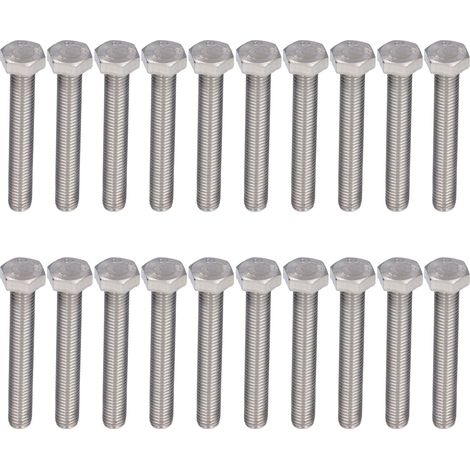 20 vis M10x60 DIN 933, boulons hexagonaux à filetage grossier entièrement filetés, en acier inoxydable A2, pas de 1,5 mm, lot de 20 pièces (1/5)