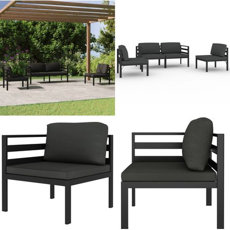 Salon de jardin 4 pcs avec coussins Aluminium Anthracite - Salon De Jardin - Meubles De Jardin - Set De Salon De Jardin - Canapé Extérieur - Aluminium - Home & Living (1/5)