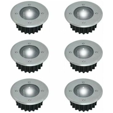 Spot LED Solaire Encastrable Sol - Diamètre 85 mm - Acier Inoxydable - Extérieur Jardin Terrasse - Lot de 6 (1/5)