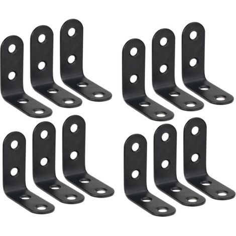 12 Pièces Équerre de Fixation 40mmX40mm Equerre de Fixation Noir Angle Droit Support en forme de L 40mm Équerre Angle 90 Degrés en Acier Inoxydable Équerre Étagère pour Bois Meubles Placard Support (1/5)