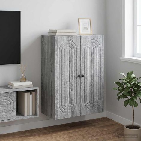 vidaXL Armoire Murale Sonoma gris 66 x 34,5 x 90 cm Bois d'ingénierie (1/5)
