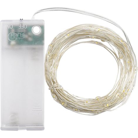 Guirlande lumineuse LED colorée de 2 mètres avec 20 LED, lumières clignotantes et boîtier à piles / Quatre couleurs - rose, vert, jaune et bleu / (772, 40) (1/3)