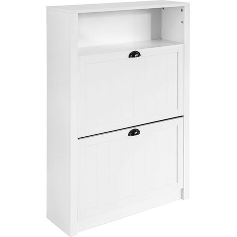Zapatero con 2 Puertas Abatibles Zapatero Estrecho Organizador para Zapatos Blanco 80 x 24 x 110 cm FSR87-W SoBuy ES