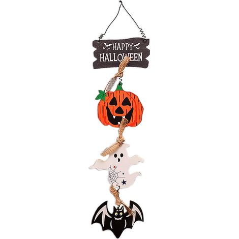 Halloween Panneau Suspendu en Bois pour Porte D'entrée,Panneau de bienvenue à suspendre pour porte d'Halloween,pour Maison,École,Extérieur,Maison Hantée,1 pièce (1/5)