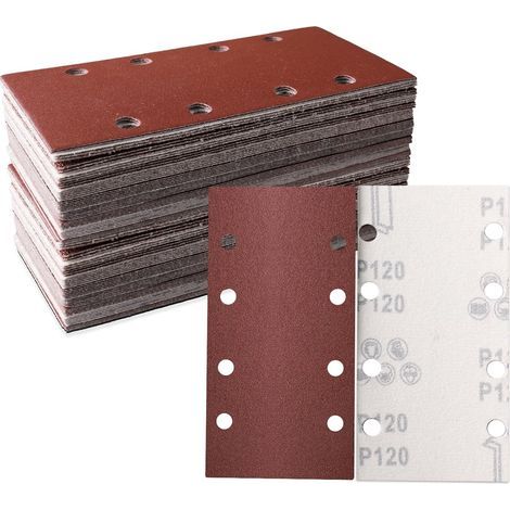 Lot 60 Feuilles Abrasives 83x185 mm – Auto-agrippant 8 trous, Grain 120 – Ponçage, Polissage (1/5)