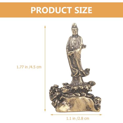 Figurine Rétro en Laiton Décorative et Portable, Statue Vintage de Guanyin pour Décoration de Balcon ou Chambre, Ornement Élégant et Authentique (1/5)