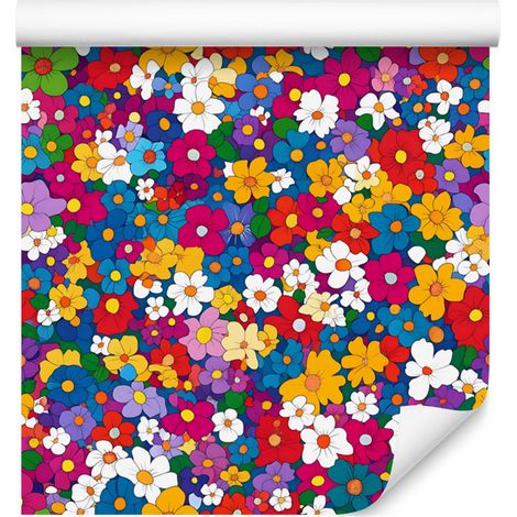 Papier peint à petites fleurs bleues et violettes pour salon et chambre 50x1000 cm (1/5)