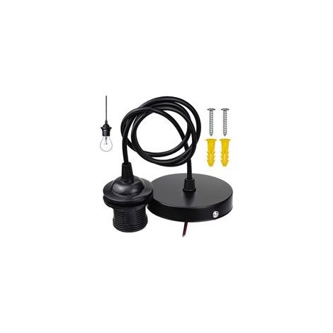 Suspension avec câble et douille E27, accessoires de suspension avec câble de 1 m pour bar, café, magasin de vêtements, maison, hôtel (noir) (1/5)