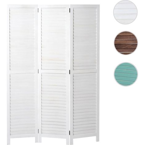 Paravent HWC-C30, cloison de séparation, style shabby vintage, 170x120 cm - blanc (1/5)