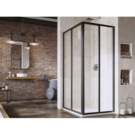 Ravak Supernova - Duschkabine 80x80 cm, schwarz/Klarglas 14V403O2Z1S