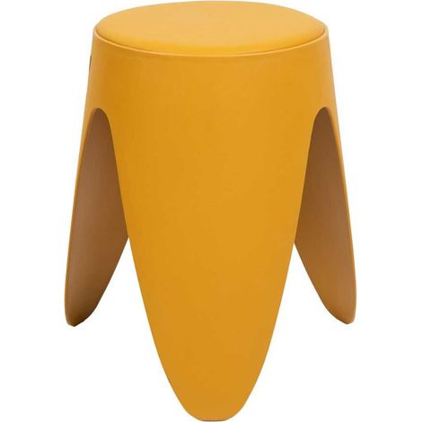 Tabouret Jaune Moutarde Tulipe en Polypropylène Empilable Ø46 cm - QARIS (1/5)