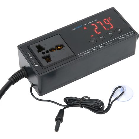 Thermostat numérique de contrôle de température pour incubateur à reptiles, serre ou aquarium (prise britannique 220 V). (1/5)