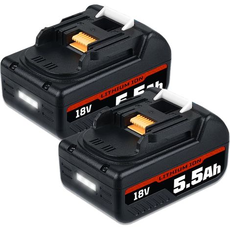 Nouvelle 2 pièces batterie de rechange pour Makita Batterie 18V 5500mAh Li-ion Avec éclairage LED Batterie de rechange pour Makita Batterie 18V BL1860B BL1860 BL1850 BL1850B Avec affichage LED de la b (1/5)