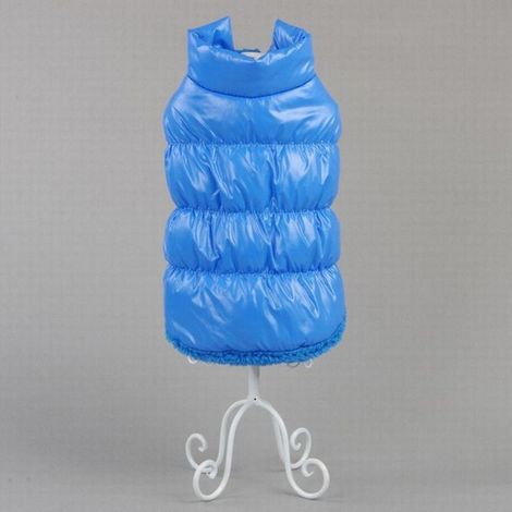 Warmer, wattierter Mantel für Hunde, Welpen und Katzen, Daunenjacke, Weste, Kleidung, Blau, Größe S (1/5)